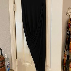 Black sexy asymmetrical elastic waist skirt